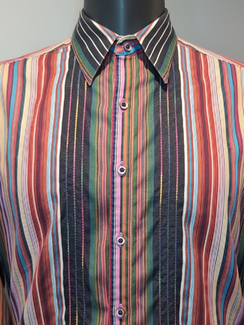 Robert Graham Multicolor Striped Button-Down Shirt Large Vertical Long Sleeves